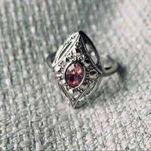 Vintage Avon Faux Marcasite Pink Rhinestone Ring